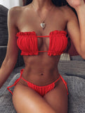 Sexy Pleated Cutout Bikini For Women