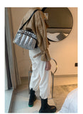 Luxury Space Cotton Shoulder Bags for Women Winter Crossbody Down Bag Designer Handbag Wide Shoulder Strap Messenger Pack