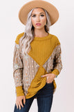 Orange Tribal Geometric Print Ribbed Knit Top