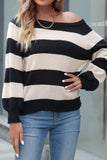 Colorblock Stripes Drop Shoulder Knitting Sweater