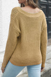 Cable Knit Hollow V Neck Winter Outfits Sweater