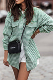 Tweed Houndstooth Single-breasted Shacket Coat with Pockets