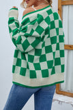 Plaid Front Open Button Sweater Cardigans