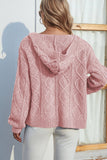 Cable Knit Front Open Hood Cardigan