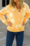 Flower V Neck Button Cardigan