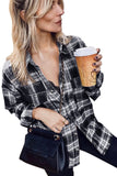 Winter Outfits Black Buttons Pocketed Plaid Shacket