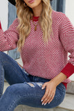 Wave Striped Two Tone Pullover Knit Sweaters