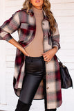 Pockets Open Button Long Length Plaid Shackets