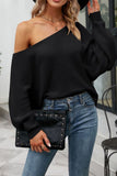 Drop Shoulder Solid Color Long Sleeve Knitting Sweater