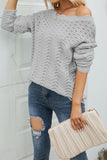 Plain Hollow Out Long Sleeve Sweater