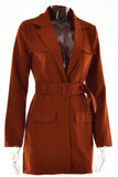 Plain Lapel Collar Open Pockets Winter Outfits Jacket