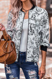 Floral Print Zipper Jacket Coat