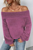 Plain Off Shoulder Hairy Knit Sweaters