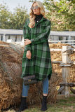 Women's Extra Long Plaid Trench Coat Jacket
