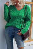 Cable Knit V Neck Hoodies Sweater