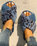 Women Fluffy Leopard Slippers