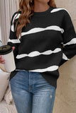 Color Block Wave Striped Pullover Sweaters