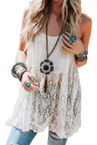 White Lace Contrast Spaghetti Straps Tank Top