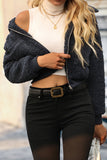 Plain Zipper Sherpa Short Jacket Coat