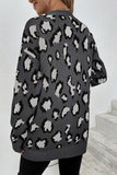 Winter Outfits Leopard Knit Pocketed Open Front Sweater Cardigans