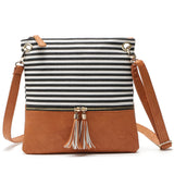 Paziye Striped Fringed Shoulder Crossbody Bag