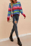 Multicolor Ripped Pullover Sweater