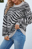 Zebra Stripes Print Long Sleeve Sweater