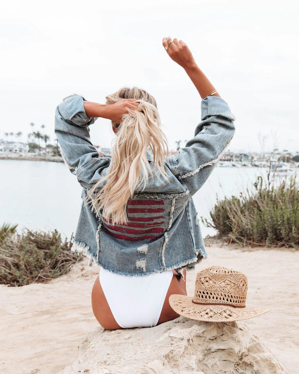 Winter Outfits Ripped Buttoned Tassle Short Denim Jacket