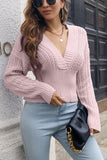 Fall Outfits V Neck Crochet Knit High Waist Sweaters