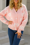 Flower V Neck Button Cardigan