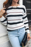Winter Outfits Color Block Striped Pullover Sweaters