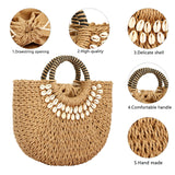Summer Beach Tote Bag for Women Straw Top-Handle Bags
