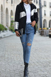 Sequin Patchwork Hooded Fleece Coat