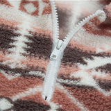 Women Pullover Hooded Fleece Long Sleeve Loose Christmas Pattern Print Zipper Sweatshirt