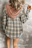 Plaid Hoodies Shacket Shirt Jacket Women