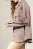 Plain Button Up Cable Knit Coat with Winter Outfits Pockets