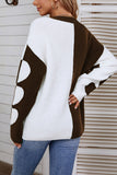 Color Block Heart Knit Sweaters