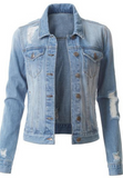 Solid Denim Ripped Winter Outfits Jacket