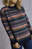 Vintage Stripes Knitting Winter Outfits  Pullover Sweater