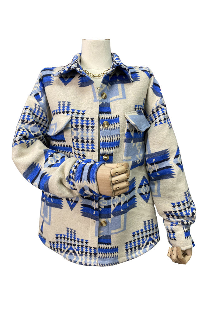 Western Aztec Pocketed Button Winter Outfits Coat