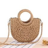 Paziye Semi Circle Straw Crossbody Bag