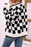 Plaid Front Open Button Sweater Cardigans