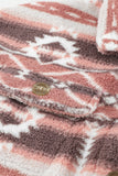 Pink Tribal Print Pocket Buttoned Sherpa Winter Outfits Jacket