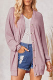 Plain Open Button Loose Knit Cardigans