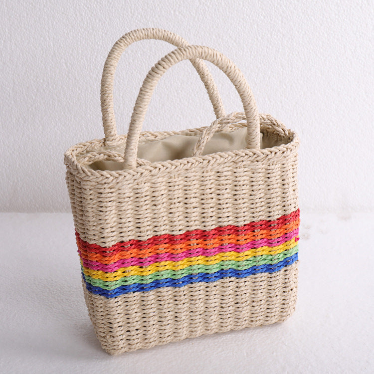 Paziye Rainbow Straw Woven Handbag Crossbody Bag