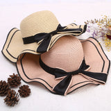 Paziye Big Brim Sun Hat with Wavy Bow Beach Hat