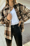 Single-breasted Plaid Tweed Shacket Coat with Pockets