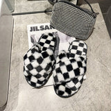 Paziye Ladies Plaid Comfortable Cross Cotton Slippers