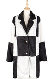 Lapel Collar Color Block Plaid Long Length Fleece Winter Outfits Coat