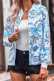 Floral Print Zipper Jacket Coat